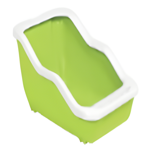 Netta Open MPS Green & White Cat Litter Tray with Rim