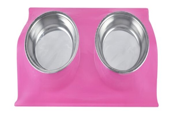 Pets Feeder Bowl Stainless Steel Double Bowl Pet Double Bowl Anti Collision and Anti Leakage Detection Pet Food Dog Bowl Cat Bowl