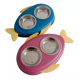 Pet Stainless Steel Feeder dog&Cat Bowl Food & Water Bowl Tilted Drip Proof