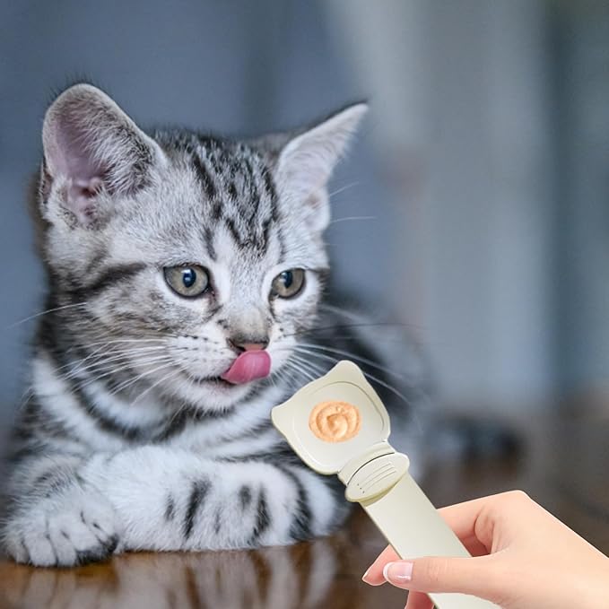 Pet Strip Feeder,Snack Scoop Cat Bar Squeezer Pet Feeding Spoon Strip Extruder | Multifunctional Food Spoon Cat Strip Squeezer Safe And Easy To Use For Liquid Snacks Halatua