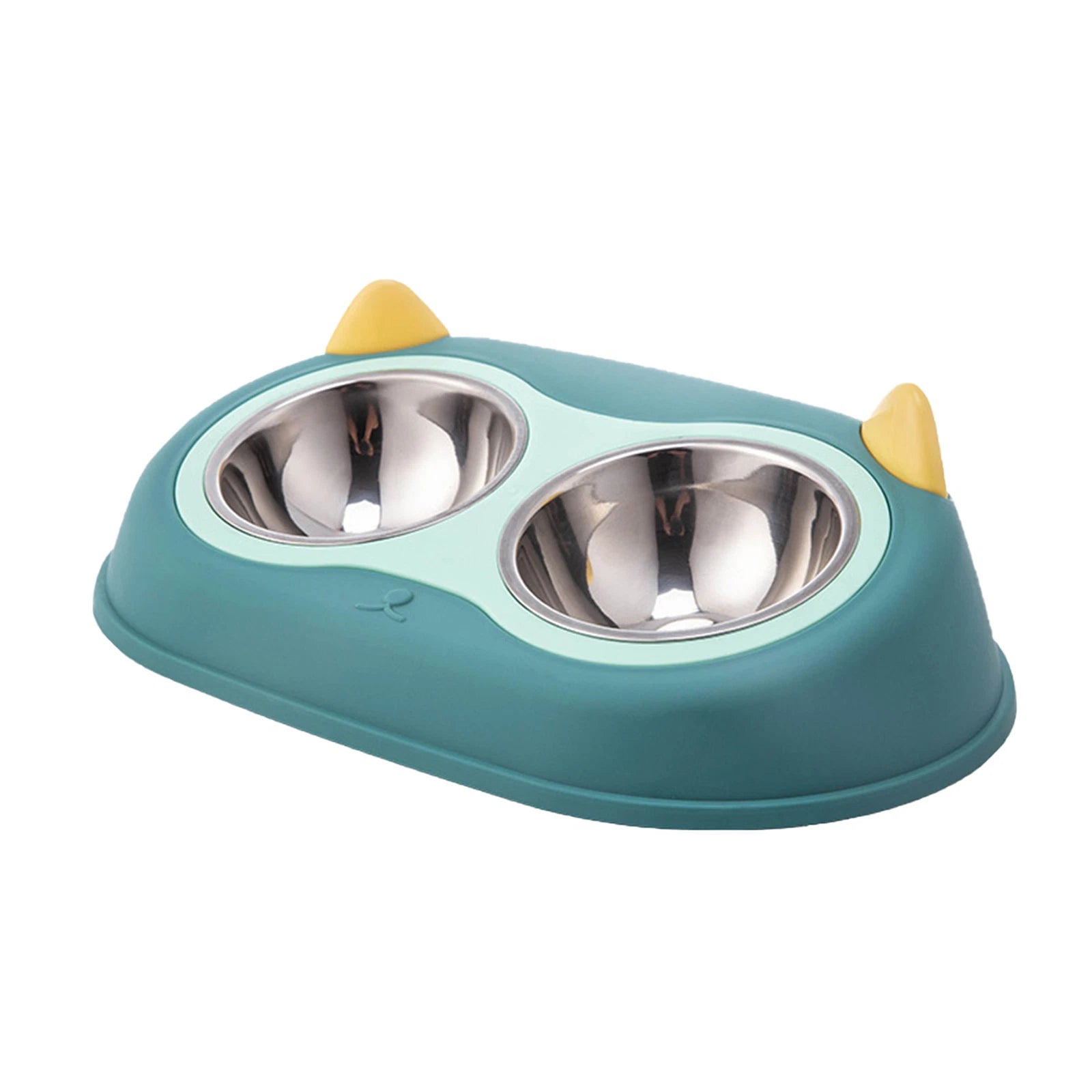 Pet Stainless Steel Feeder Elevated Cat Bowl Food & Water Bowl Tilted Drip Proof