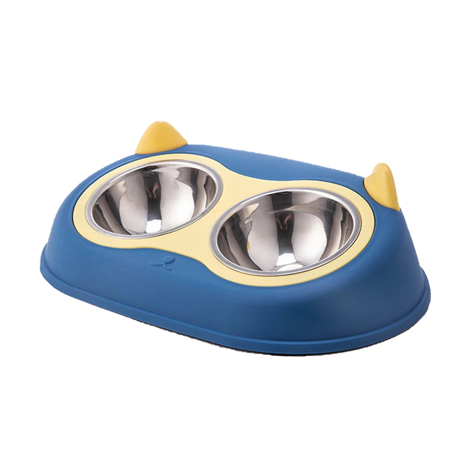 Pet Stainless Steel Feeder Elevated Cat Bowl Food & Water Bowl Tilted Drip Proof