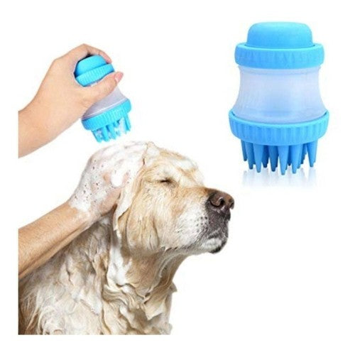 SILICONE DOG BATH BRUSH WITH DISPENSER