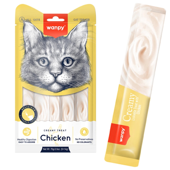 Wanpy Creamy Cat Treats with Chicken 5 x 14 gr