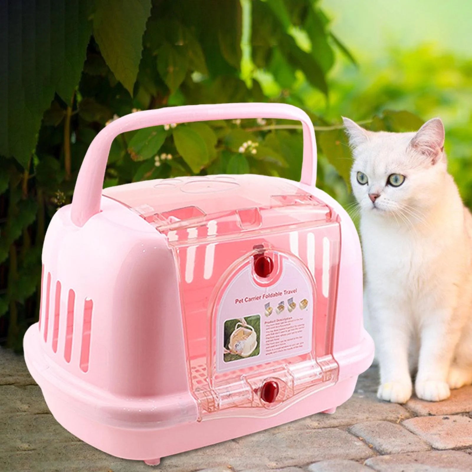 Tachiuwa Airplane Air Box Portable Pet Supplies Cat Aviation Box for Cat Camping Trip pink