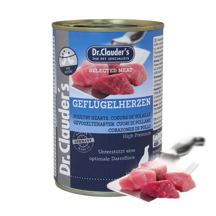 Dr.Clauder's Wet Food with Poultry Hearts for Adult Dogs (Up to 12 Months) 800 gr