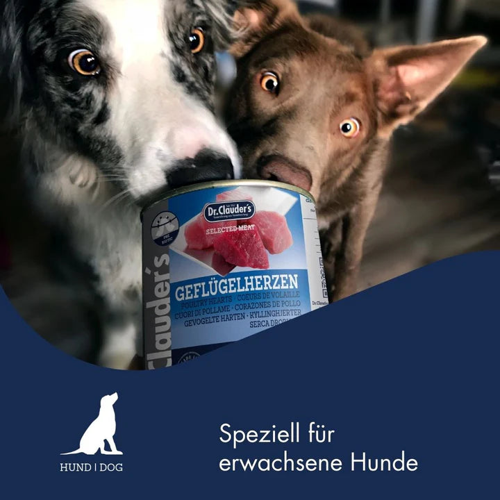 Dr.Clauder's Wet Food with Poultry Hearts for Adult Dogs (Up to 12 Months) 800 gr