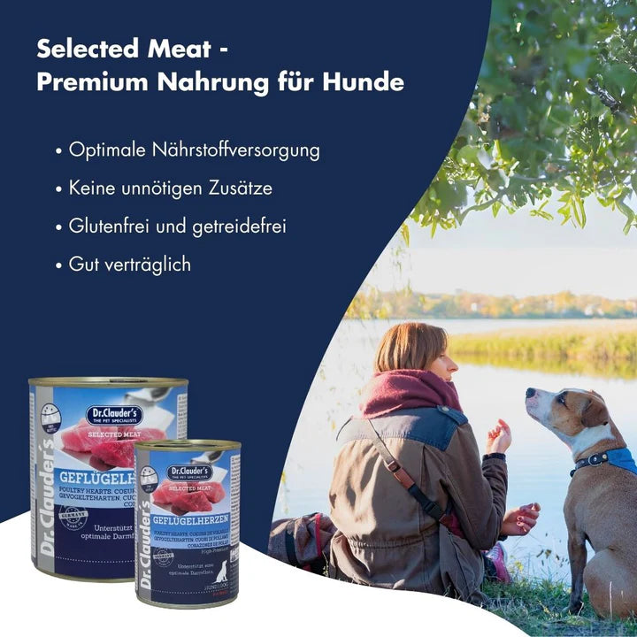 Dr.Clauder's Wet Food with Poultry Hearts for Adult Dogs (Up to 12 Months) 800 gr