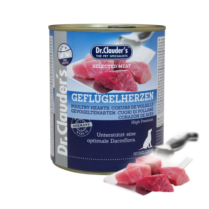 Dr.Clauder's Wet Food with Poultry Hearts for Adult Dogs (Up to 12 Months) 800 gr