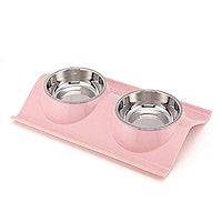 Pets Feeder Bowl Stainless Steel Double Bowl Pet Double Bowl Anti Collision and Anti Leakage Detection Pet Food Dog Bowl Cat Bowl