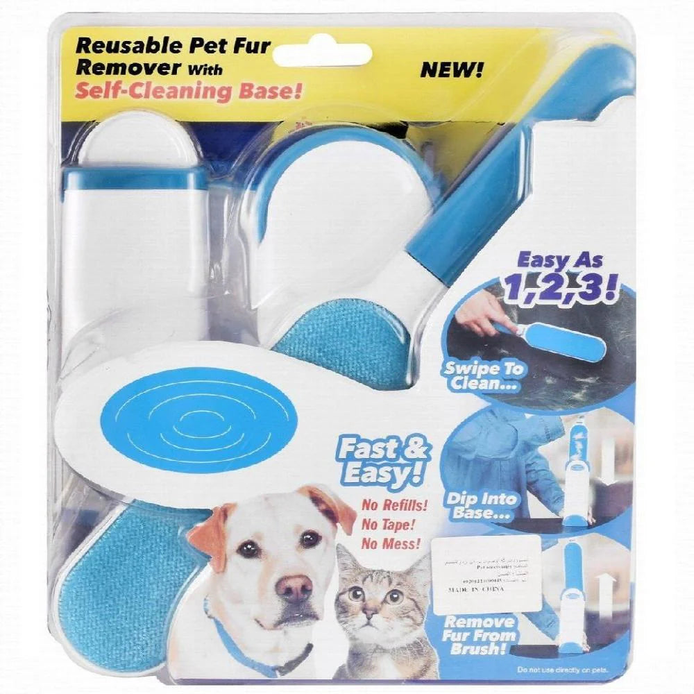 Reusable Pet Fur Remover with self-cleaning base