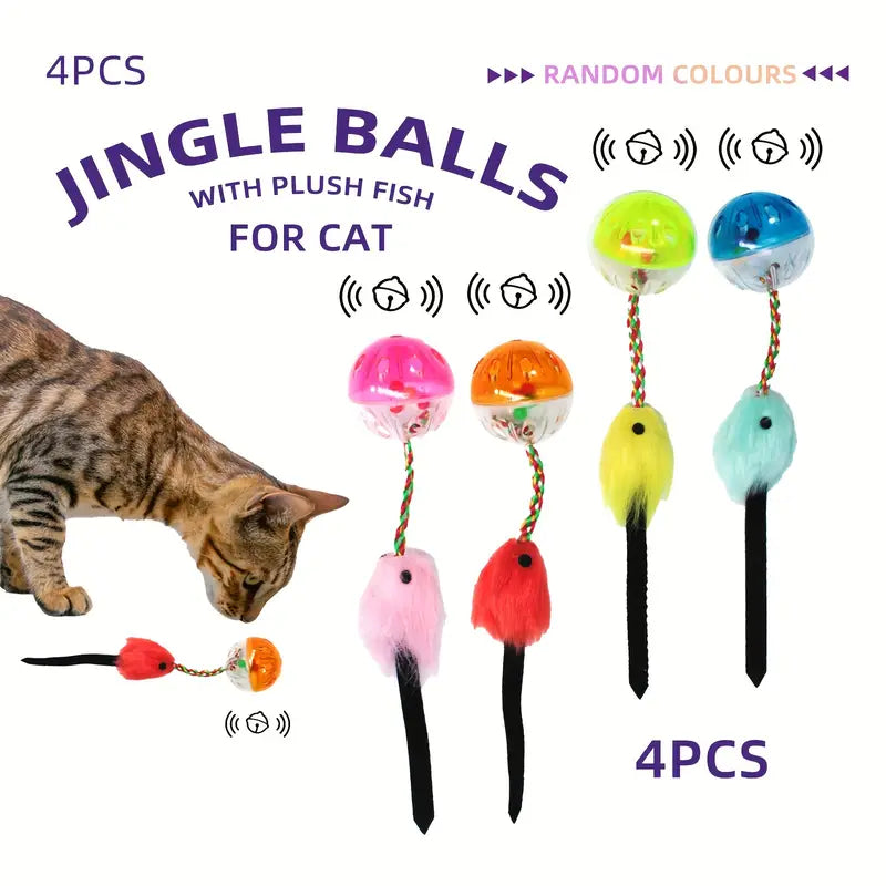 4pcs * With Plush Fish For Indoor Cat Kitten, Cats Interactive * Toys * And Active