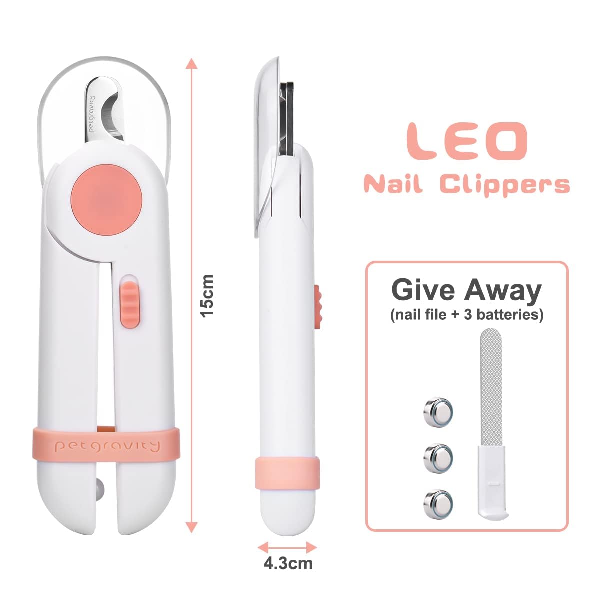 Pet Gravity Pet Nail Clipper with LED Light (15x4.3x2cm)