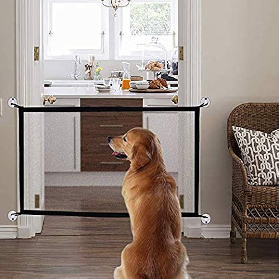 Pet Barrier Fences Portable Folding Breathable Mesh Dog Gate Pet Separat 180*80cm