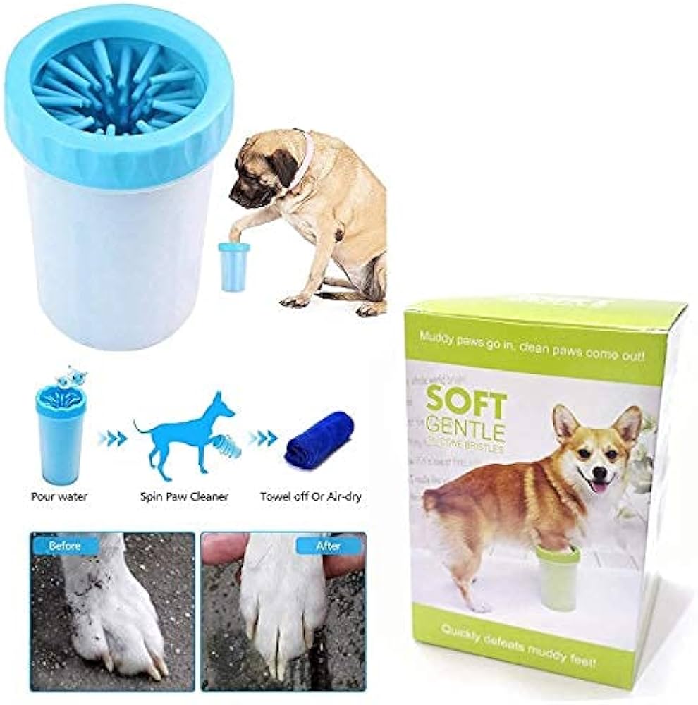 Dog Grooming Foot/Paw Washing Cup, Pet Paw Cleaner, Portable Dog Washer with Feet Soft Silicone Bristles