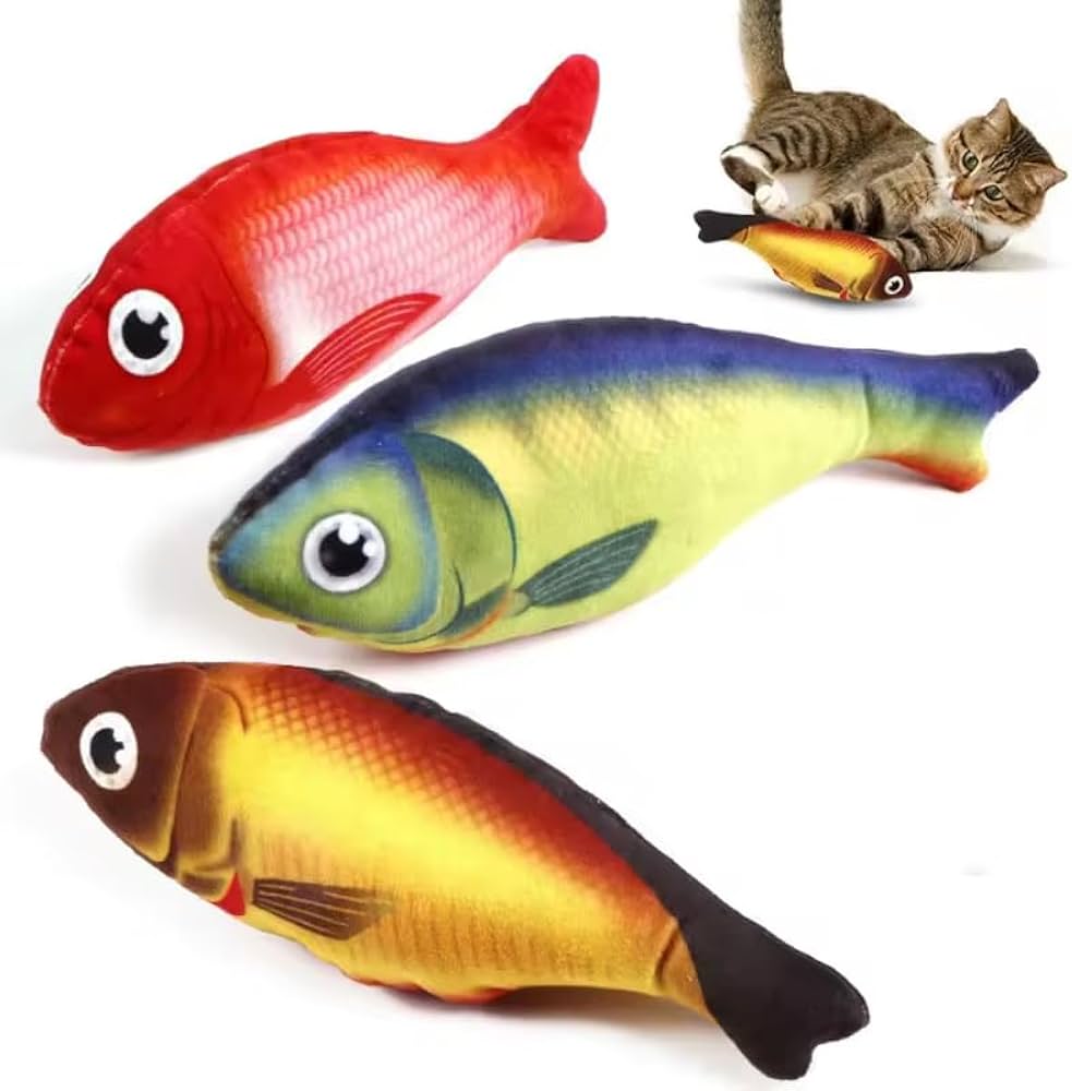 3pcs Plush Fish-Shaped Toy Scratch-Resistant and Bite-Resistant Catnip Squeak Cat Toy - Cat Squeaky Toys