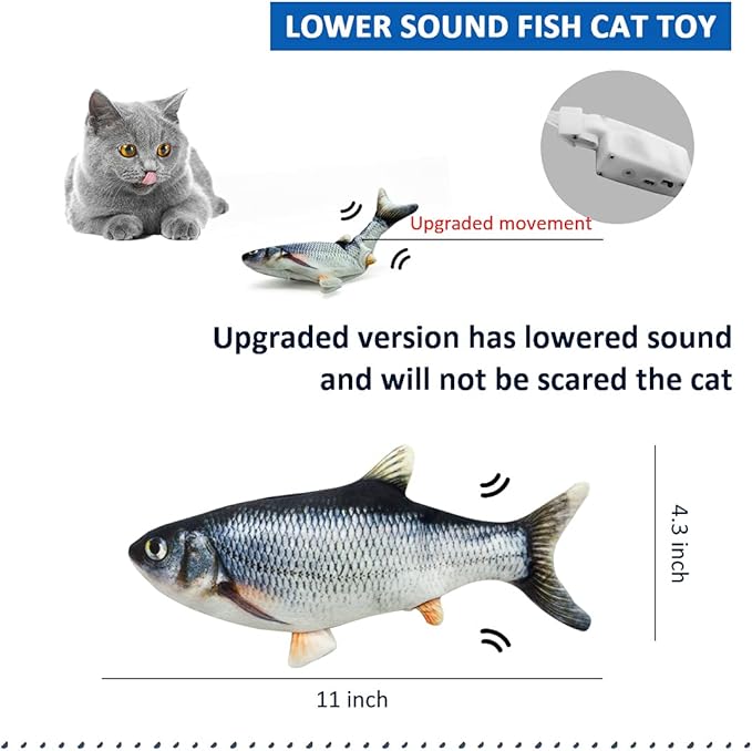 Electric Artificial Fish Soft Toys Teething Toy Plushes Electric Fish Catnip Toys for Indoor Cats Toys