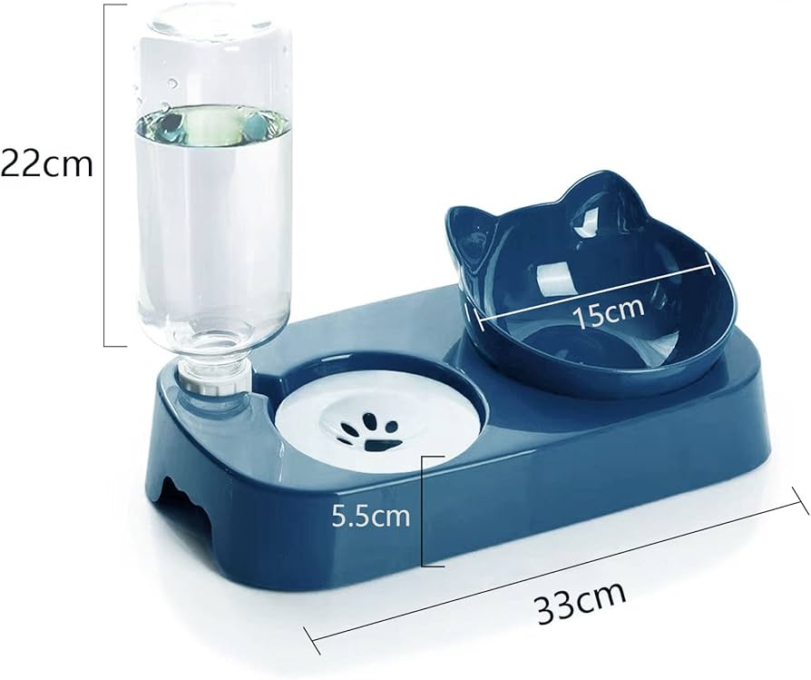 Blue Pet Water Dispenser with Bowl