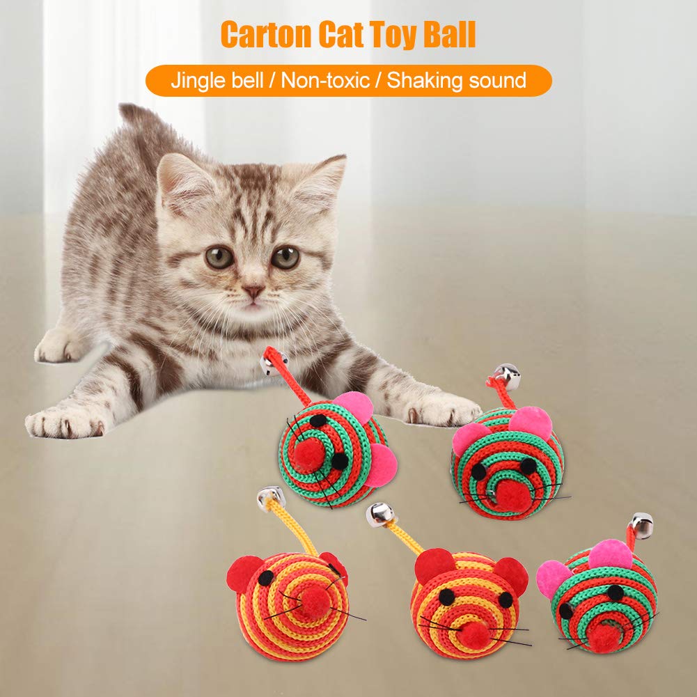 6pcs Pet Cat Toy Color Winding Mouse Toys