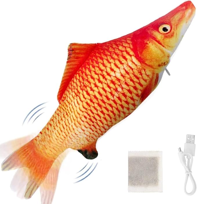 Electric Artificial Fish Soft Toys Teething Toy Plushes Electric Fish Catnip Toys for Indoor Cats Toys