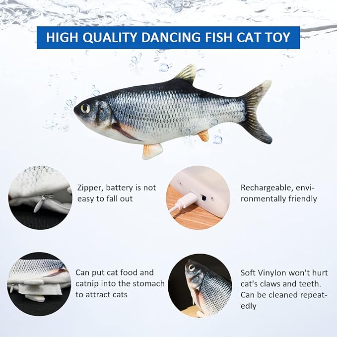 Electric Artificial Fish Soft Toys Teething Toy Plushes Electric Fish Catnip Toys for Indoor Cats Toys