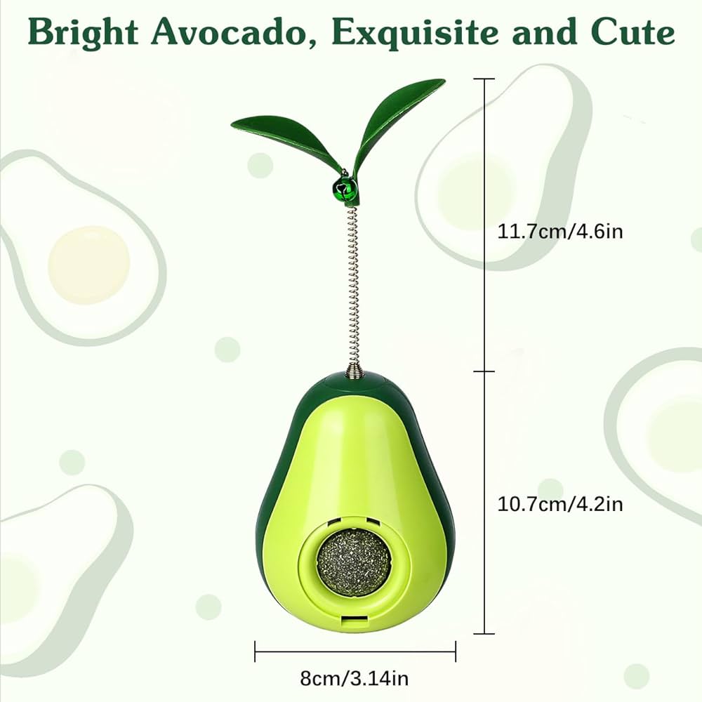 Yellow & Green Avocado Shaped Cat Tumbler Treat Dispensing Toy (105x79x79mm) 1 pcs