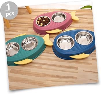 Pet Stainless Steel Feeder dog&Cat Bowl Food & Water Bowl Tilted Drip Proof