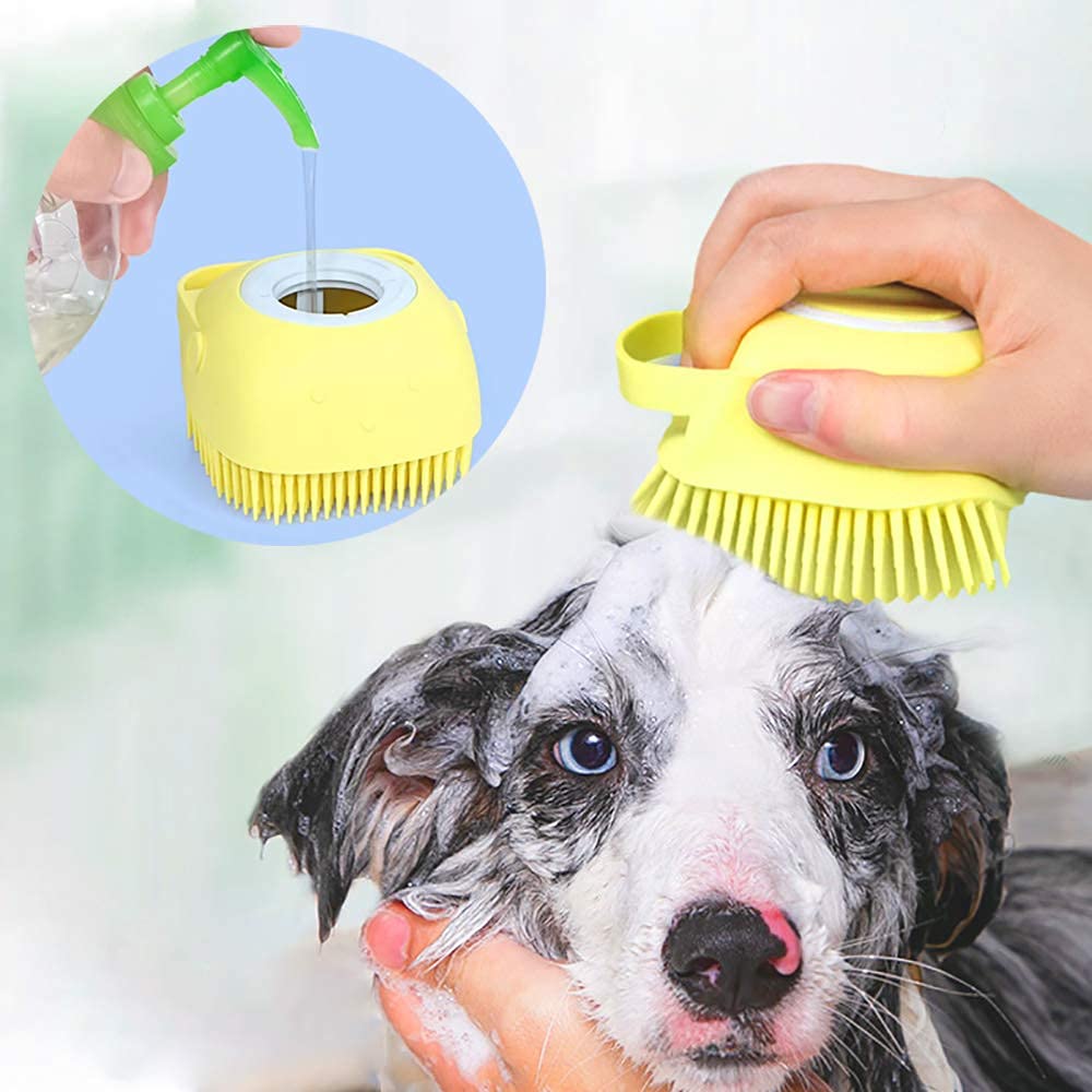 Bath Brush with Gentle Silicone Bristles and Shampoo Dispenser