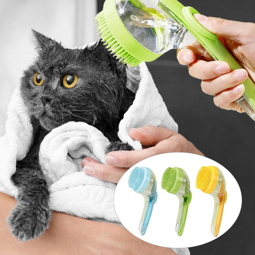 Bathroom Cats Bath Massage Dispenser Grooming Shower Brush Silicone Bristles