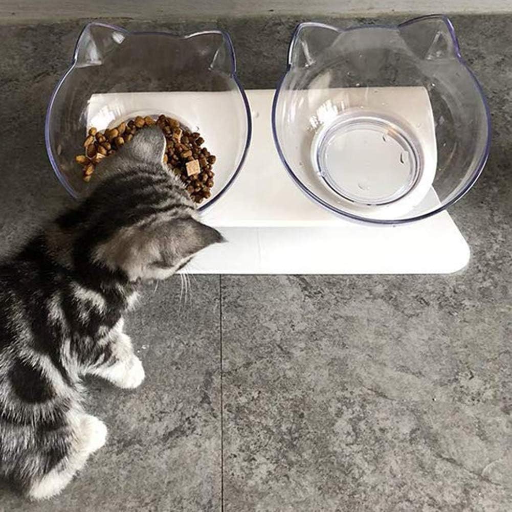 Cat Dog Bowl with Stand Removable Feeding Bowl  Clear