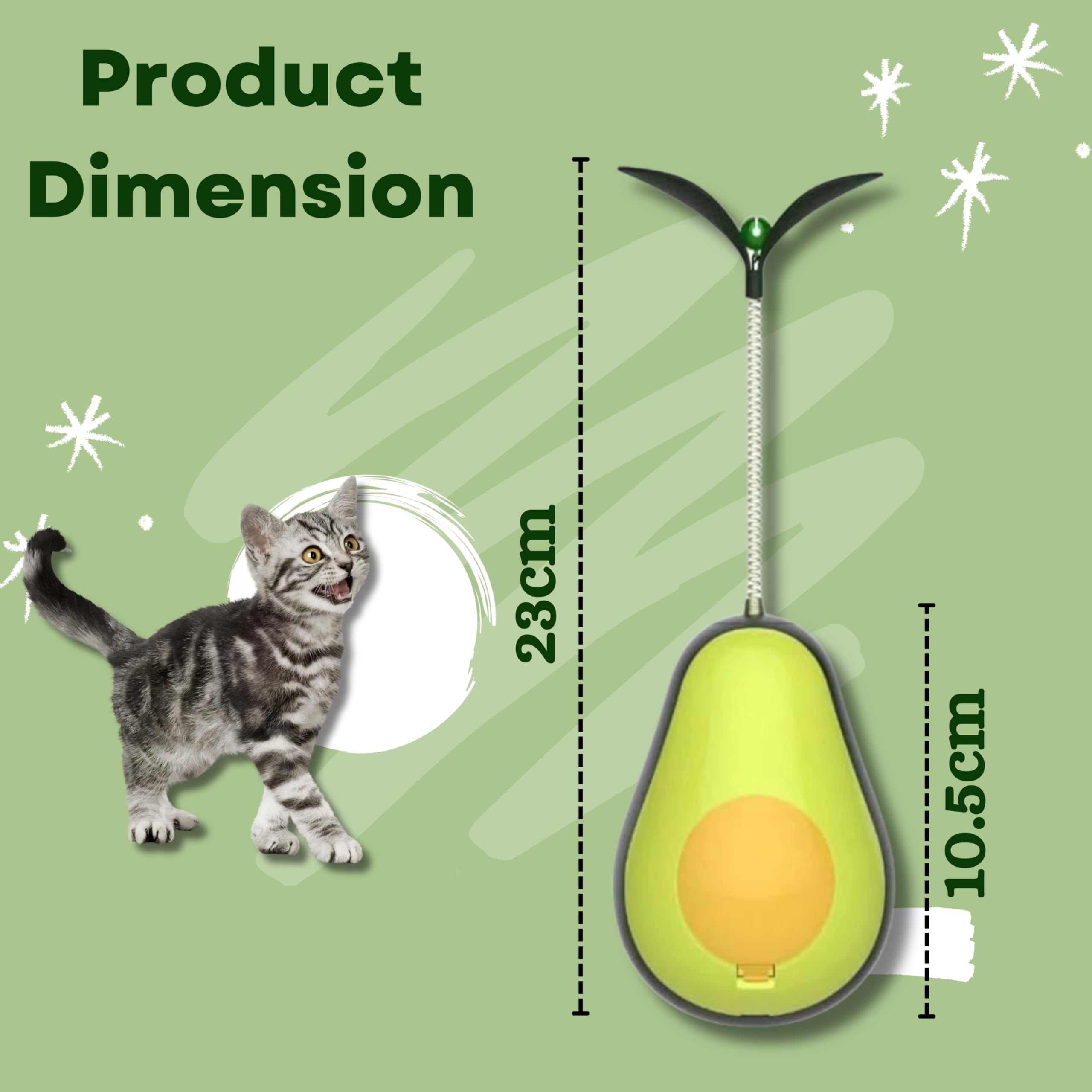 Yellow & Green Avocado Shaped Cat Tumbler Treat Dispensing Toy (105x79x79mm) 1 pcs