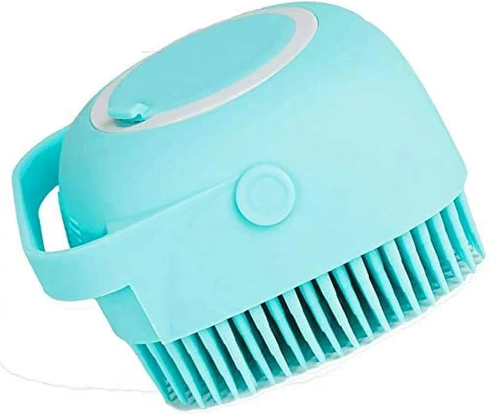 Bath Brush with Gentle Silicone Bristles and Shampoo Dispenser