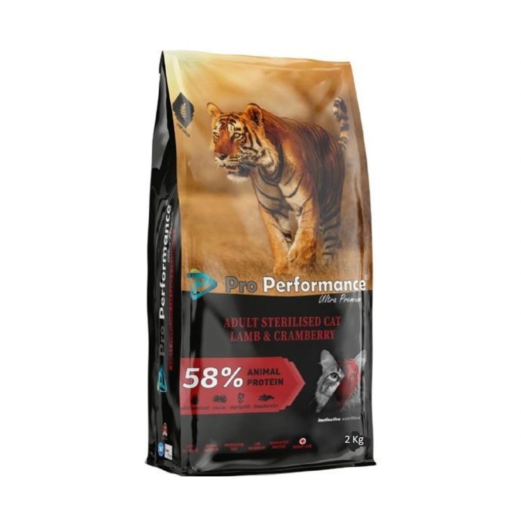 Pro Performance Ultra Premium Hypoallergenic Dry Food with Lamb, Salmon & Cranberry for Sterilized Adult Cats 2 kg