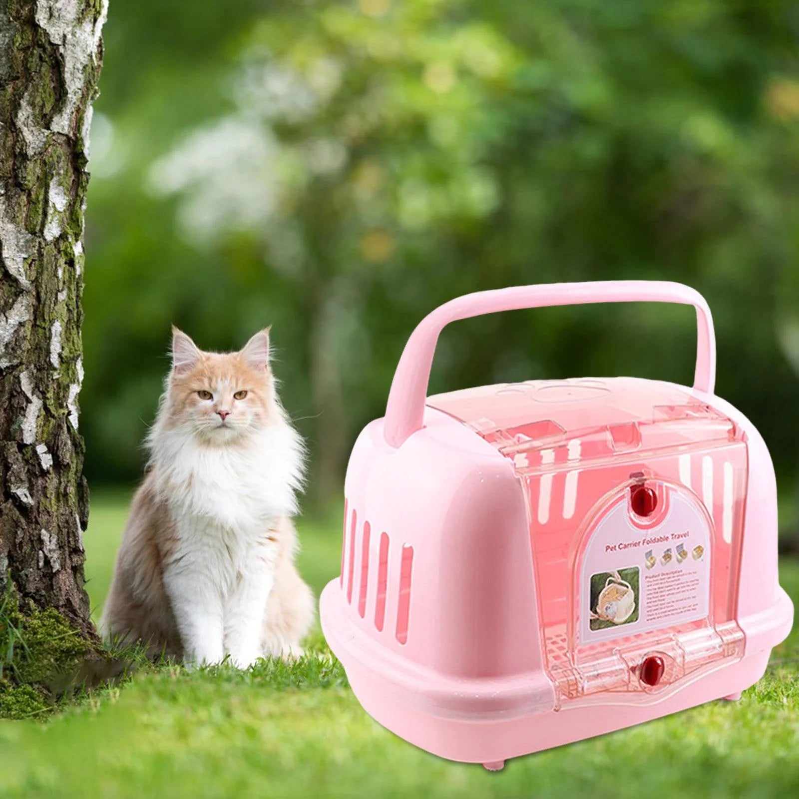 Tachiuwa Airplane Air Box Portable Pet Supplies Cat Aviation Box for Cat Camping Trip pink