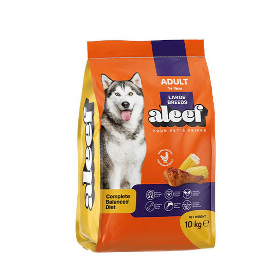 Aleef Dry Food with Chicken & Corn for Large Breed Adult Dogs (1+ Years) 10 kg