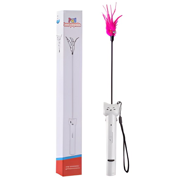 Wand Cat Teaser Toy with Feathers & Laser Light 1 pcs