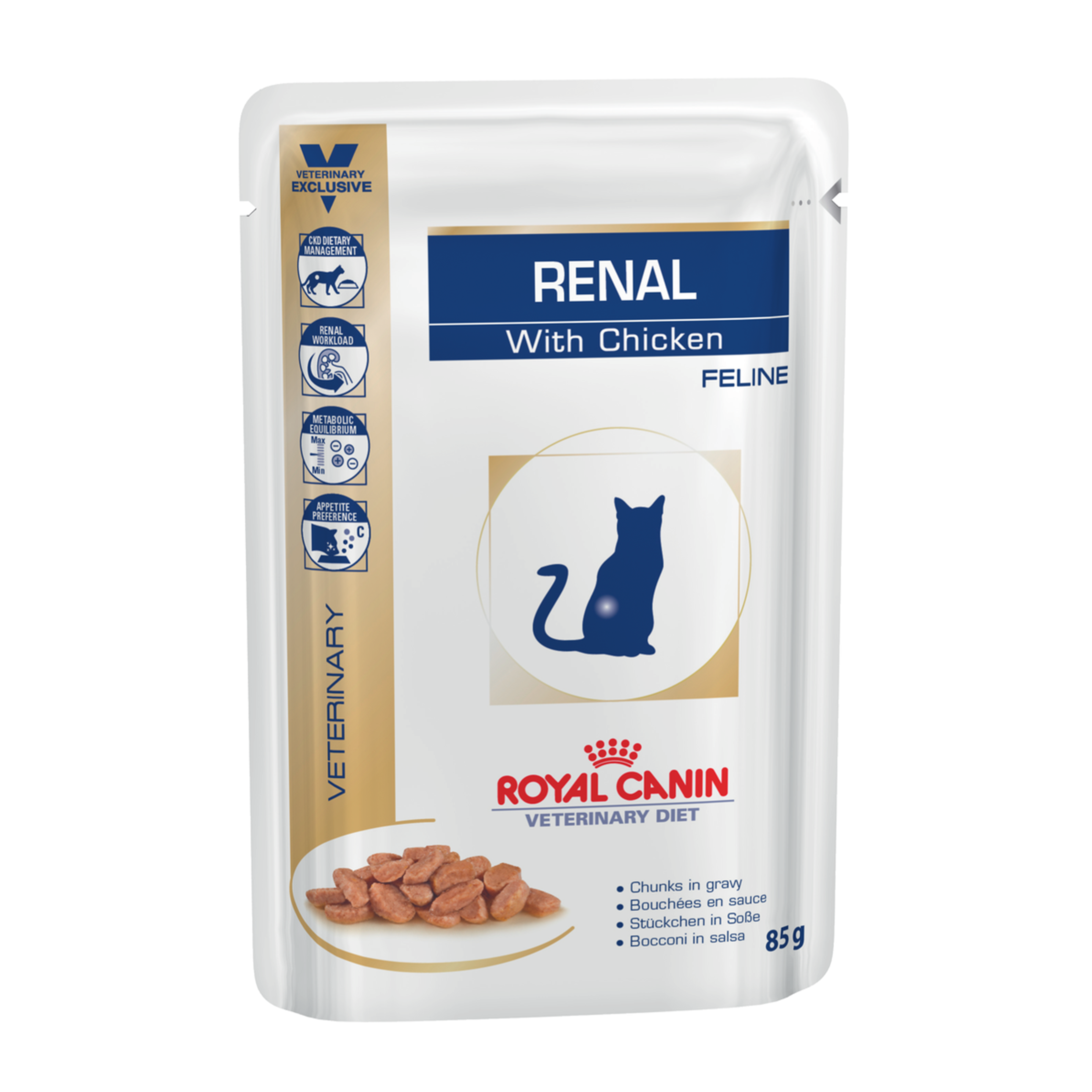 Royal Canin Feline Renal with chicken (85 gm\pouch) - Wet food for Renal and chronic kidney diseases –