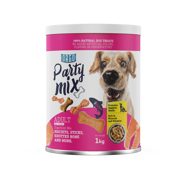 Orgo Party Mix Super Treats with Salmon for Adult Dogs (1+ Years) 1 kg