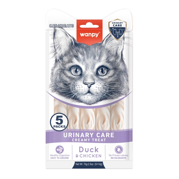 Wanpy Urinary Care Creamy Cat Treats with Chicken & Duck 5 x 14 gr