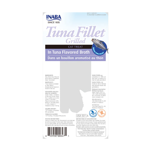 Inaba Grilled Tuna Fillet Cat Treat in Tuna Flavored Broth 15 gr