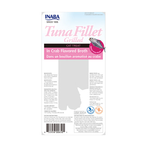 Inaba Grilled Tuna Fillet Cat Treats in Crab Flavored Broth 15 gr