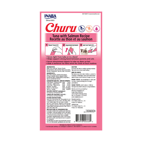 Inaba Churu Creamy Cat Treats with Tuna & Salmon 4 x 14 gr