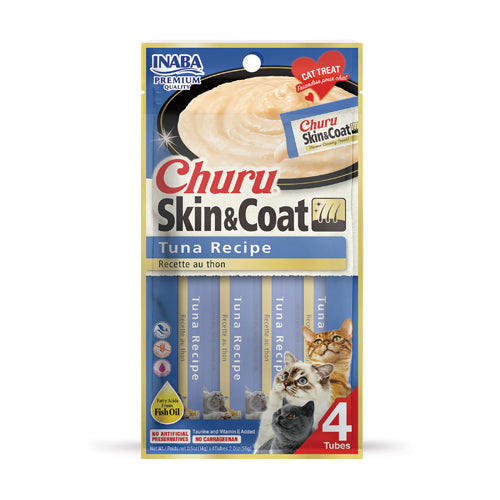 Inaba Churu Skin & Coat Creamy Cat Treat Paste with Tuna 4 x 14 gr