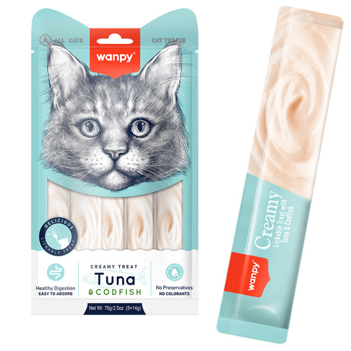 Wanpy Creamy Cat Treats with Tuna & Codfish 5x 14 gr