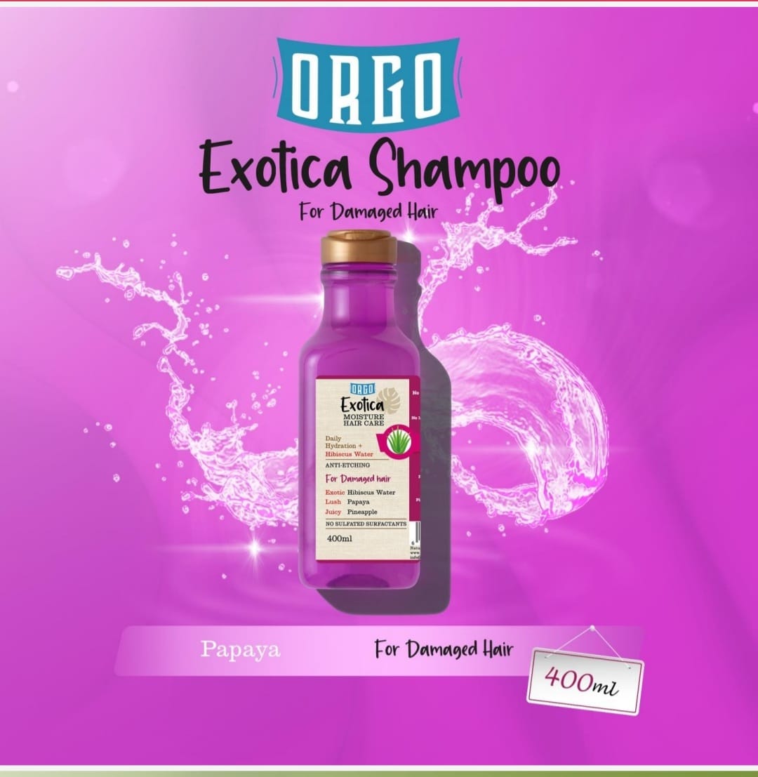 Orgo Exotica Hydrating Pet Shampoo with Hibiscus Water, Papaya & Pineapple for Damaged Hair 400 ml
