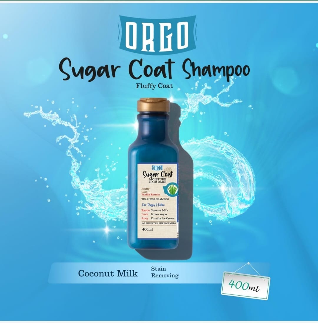 Orgo Sugar Coat Shampoo with Coconut Milk & Vanilla Extract for Puppies & Kittens 400 ml