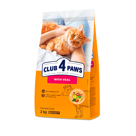 Club 4 Paws Cat Dry Food For Adult Veal 2Kg