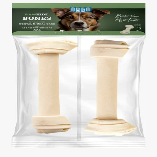 Orgo Rawhide Bones For Dog Dental Oral Care 2 PC XL
