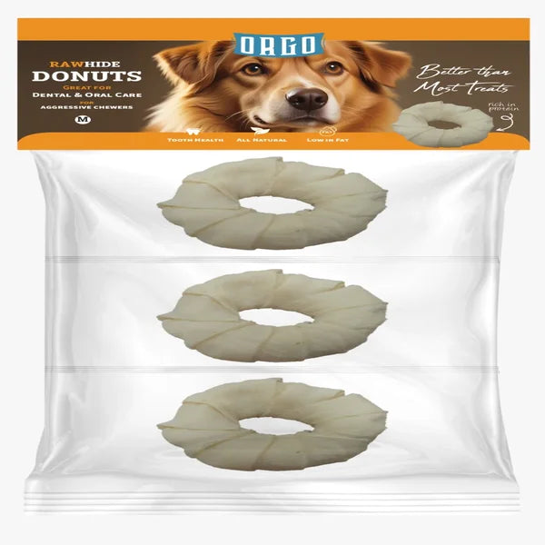 Orgo Rawhide Donuts For Dog Dental Oral Care 3 PC m