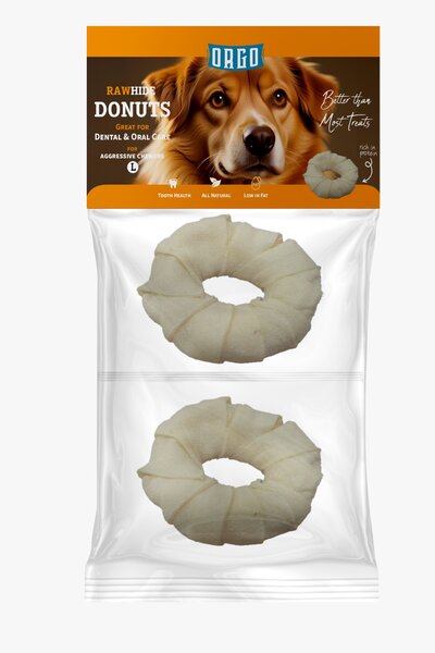 Orgo Rawhide Donuts For Dog Dental Oral Care 2PC M